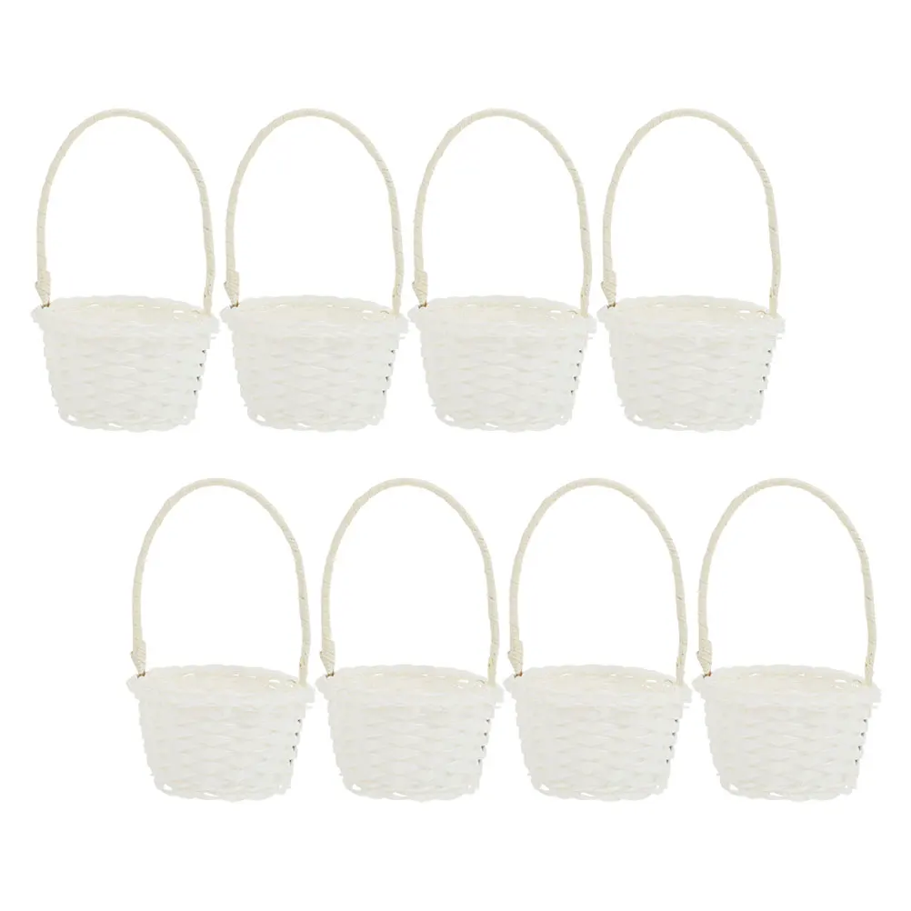 

8 Pcs Rattan Basket Small Plastic Woven Baskets Home Storage Tray Handheld Multi function Bamboo Material Kitchen Barware