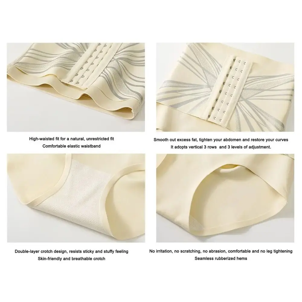 1 Pezzo Pantaloncini Modellanti Contenitivi Senza Cuciture a Doppio Strato con Compressione, per Snellimento Addominale e Sollevamento Glutei, Slip a Triangolo con Fibbia