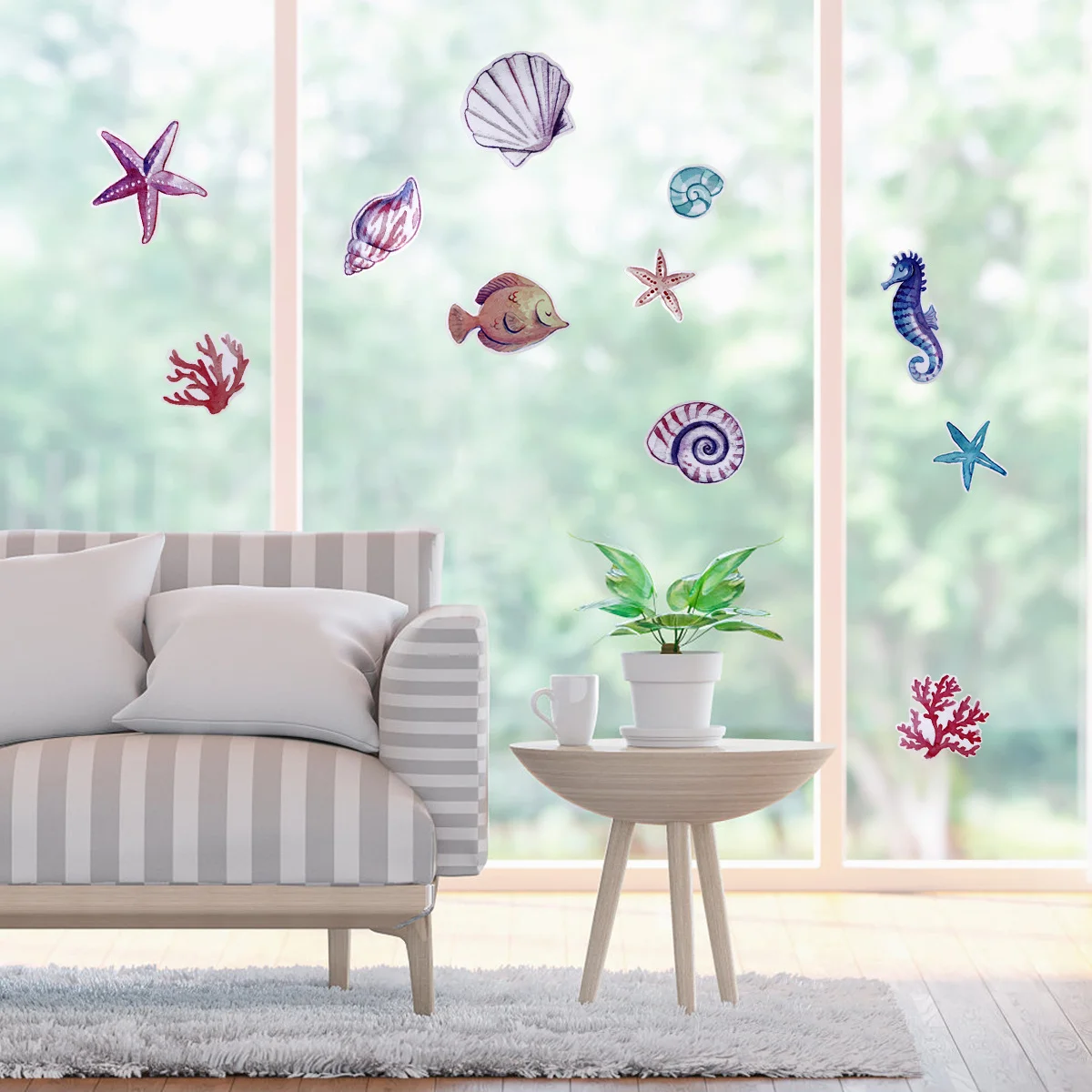 

Sea World Wall Sticker High Quality Removable Waterproof PVC Bedroom Living Room Decor Sea Shell Mural Art Wall