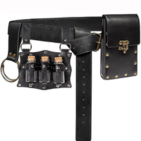 Renaissance Costume Accessories Belt Pouch 3 Potion Bottles Leather Holder Medieval Festival Halloween Costume Belt Waist Set