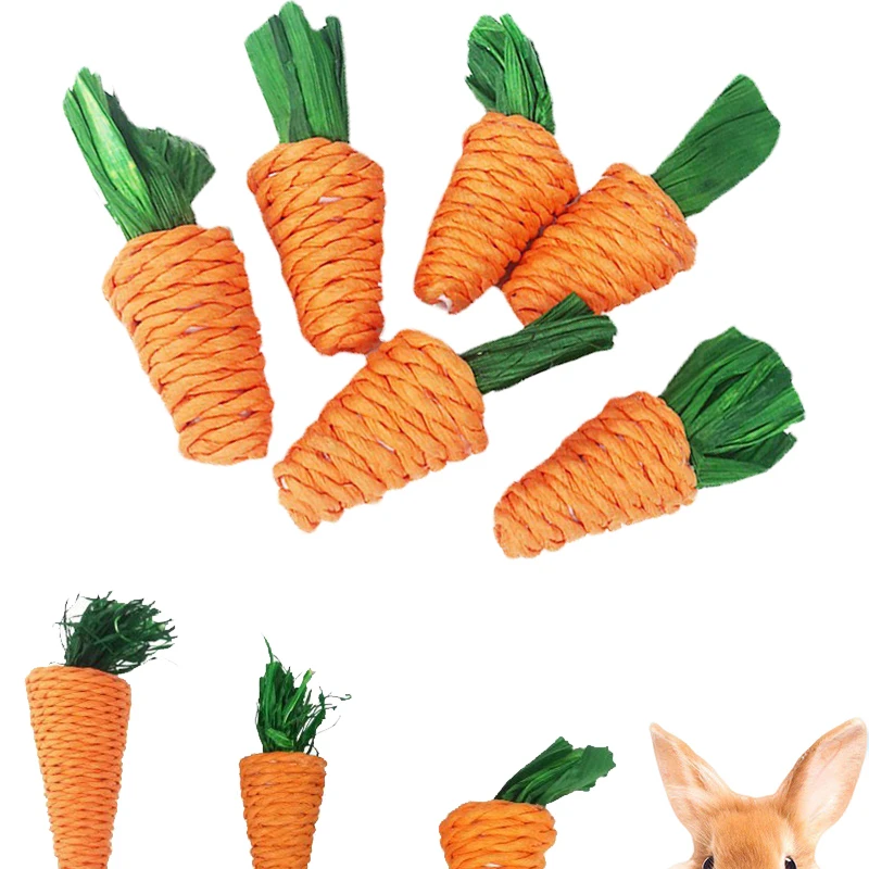 Hamster Rabbit Chew Toy Bite Grind Teeth Toys Corn Carrot Woven Balls for Tooth Cleaning Radish Molar Toys Pet Supplies 1pc