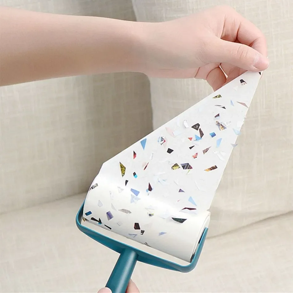 New New Tearable Roll Paper Sticky Roller Dust Wiper Pet Hair Clothes Carpet Tousle Remover Portable Replaceable Cleaning Brush 