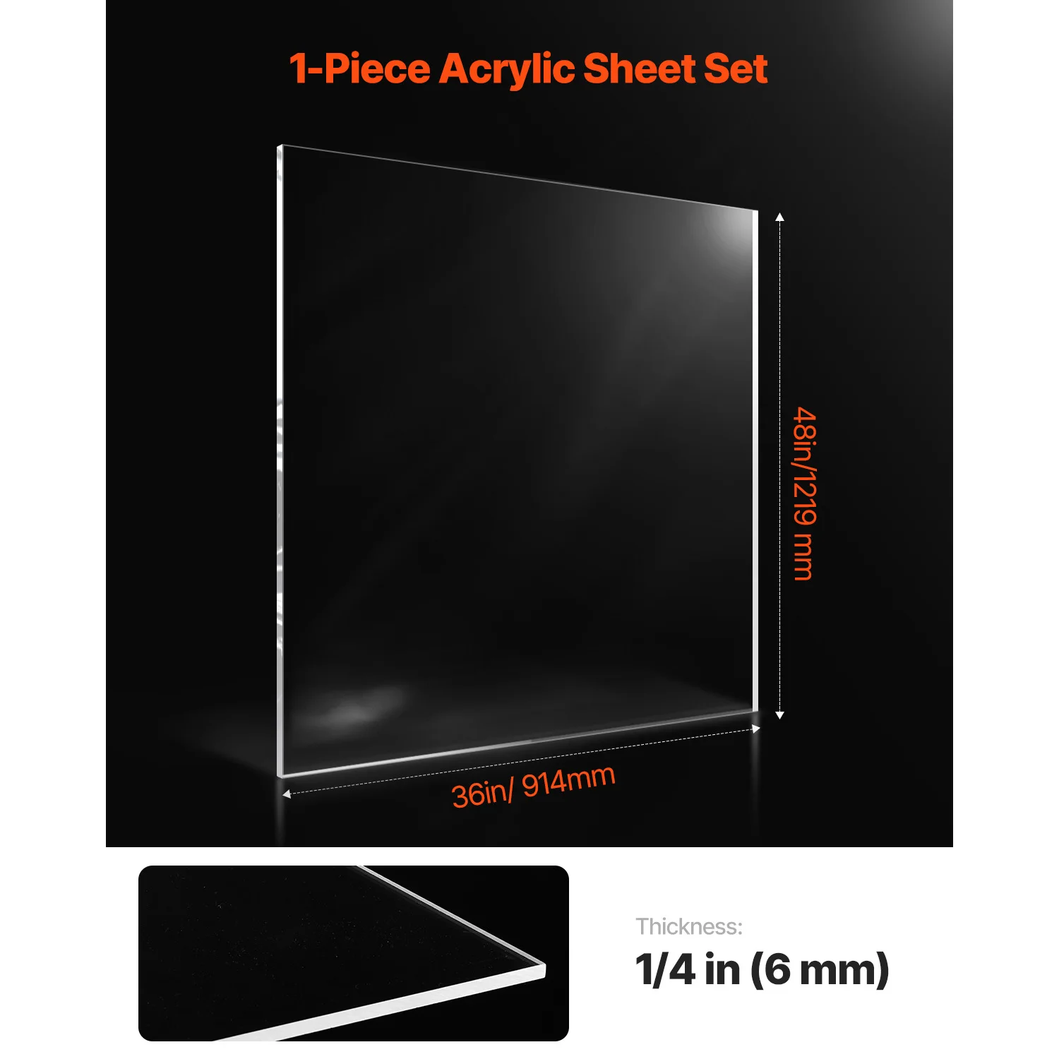 SucceBuy Plexiglass Acrylic Sheet Plastic Sheet Plastic Cast Transparent Glass for Crafting Projects