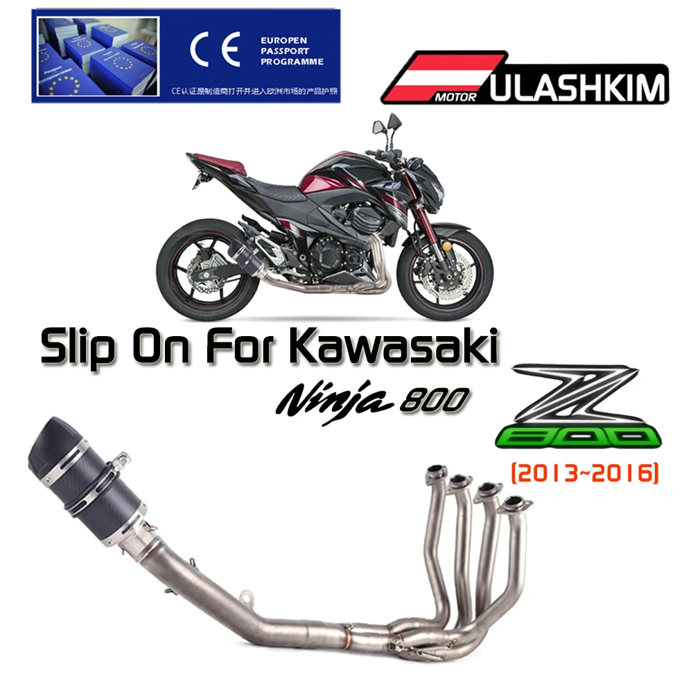 Slip On For kawasaki Z800 ninja800 2013 2014 2015 2016 Motorcycle Full System Exhaust Muffler Middle Link Pipe