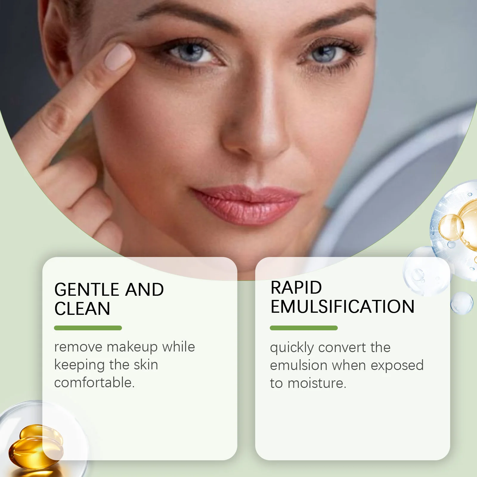 Reinigungsöl für Mungobohnen, sanftes Make-up-Entferneröl, Lippen- und Augen-Make-up, reinigende Poren, frisch halten, beruhigende, nicht straffende Hautpflege