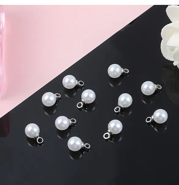 6 8 10mm 10pcs ABS imitation pearl  product with hanging earrings material DIY hairpin  necklace pendant