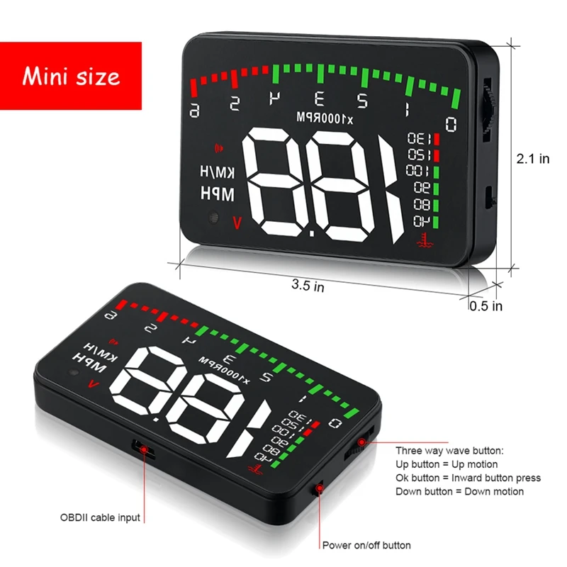 A900 Car HUD OBD RPM Meter Head-Up Display Car Accessories Multi-Display Car Digital Speed Engine RPM Water Temperature