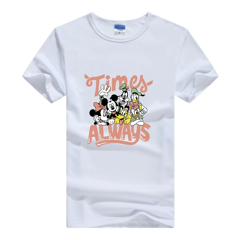 Cute Mickey Mouse Disneypland Cartoon Mens Tshirts Short Sleeve Tops Summer White Tees Woman Clothes Streetwear Plus Size Blouse