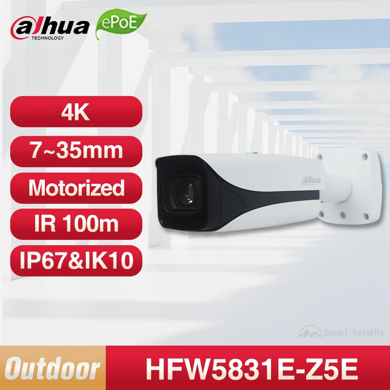 

Dahua 4K Motorized Zoom IP Camera 7mm ~35mm Night Vision IR 100m Full Metal Camera With Alarm Audio Face Detection HFW5831E-Z5E