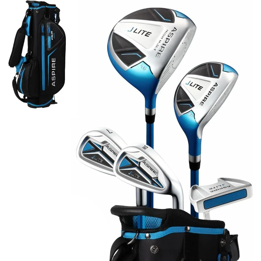 

Набор клюшек для гольфа X-Lite Super Performance Junior, набор для гольфа для правой руки с гибридом водителя 7, железная сумка-подставка для клюшки, головные уборы с подсветкой