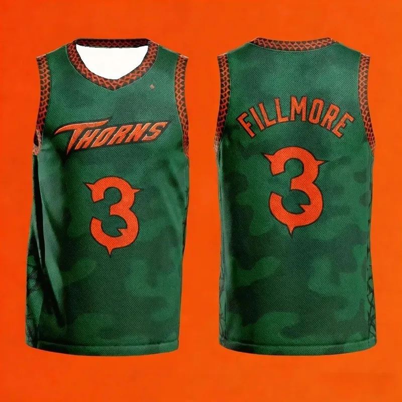 Vineland Thorns Basketball Jersey Set GOAT Movie Will 0 Green Camo Uniform Mesh Shirt Sportswear Men's Clothing Kids Tshirt