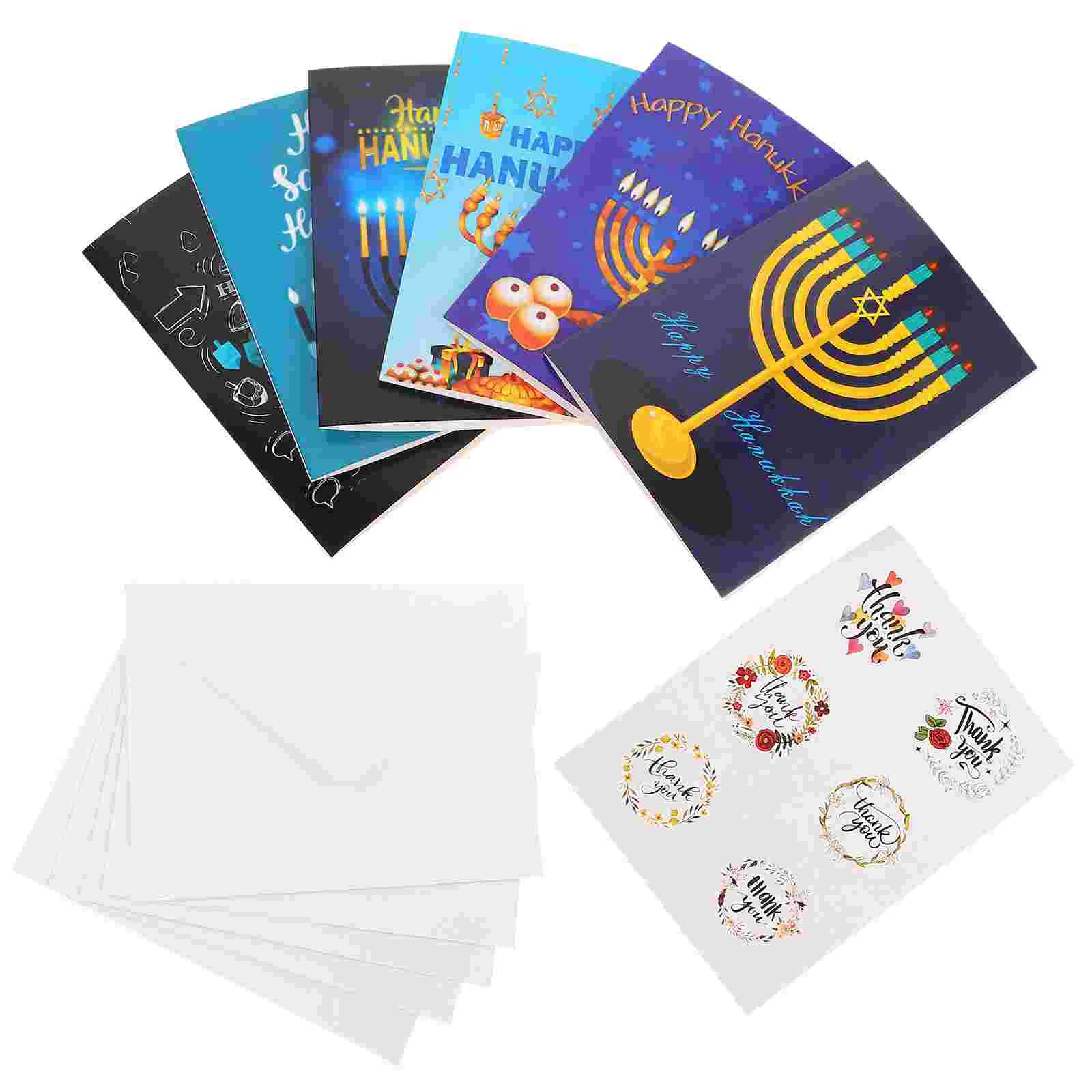 Hanukkah Greeting Card Gift Festivals Cards Candlestick Invitation Paper Classic Blessing