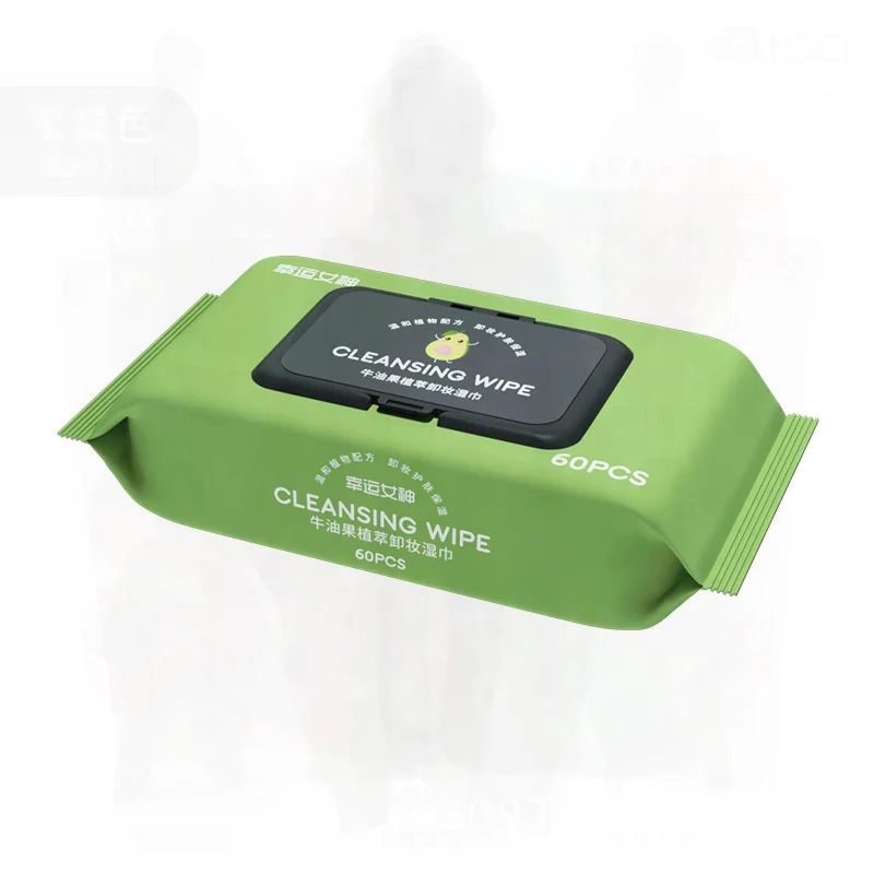 Salviette struccanti al gusto di avocado Rimozione portatile per occhi e labbra Tessuto non tessuto monouso per la pulizia del viso delicato sulla pelle