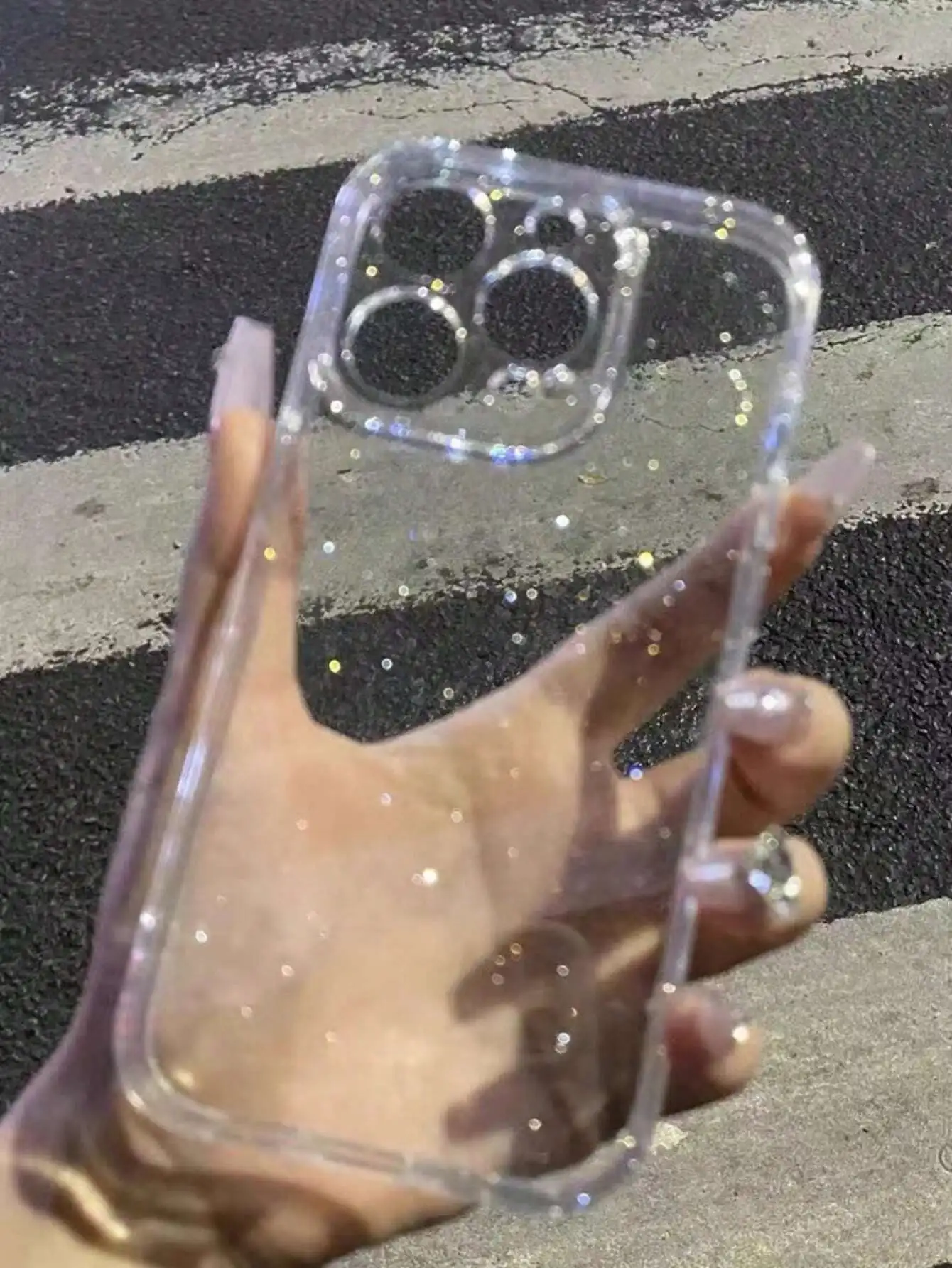 

Shockproof Shining Rhinestone Sequins 1PC Clear Case With 2.0mm Thick Glittering Starry Sky Pattern To Fit Iphone11/12/13/14 Pro
