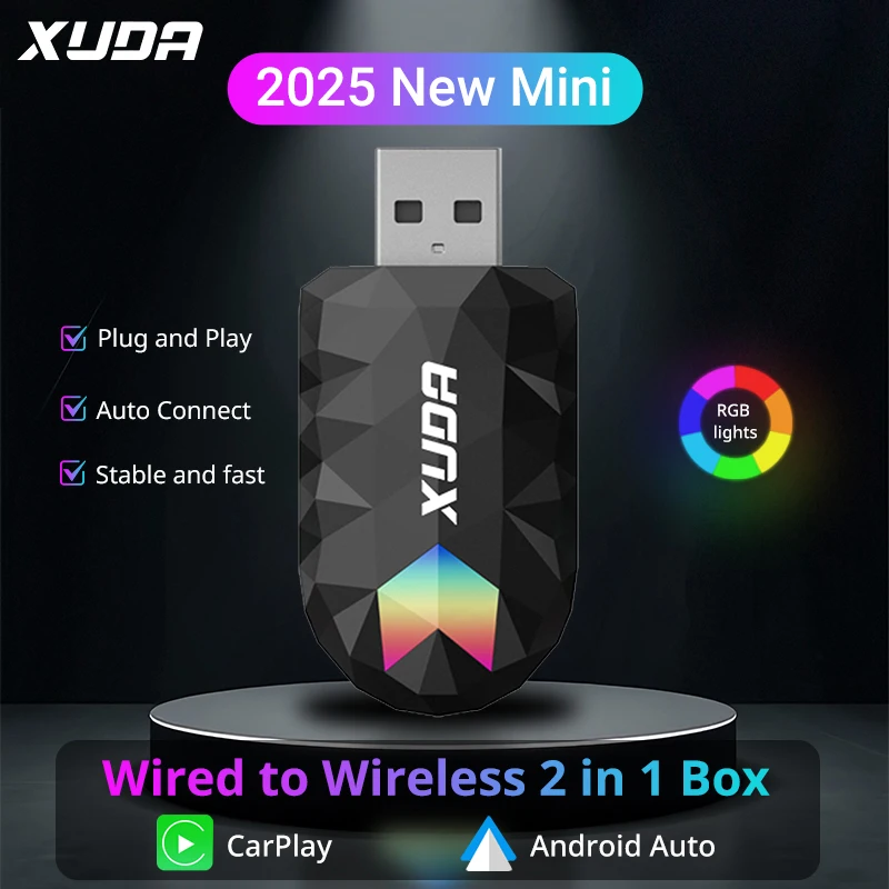

XUDA 2in1 Wireless CarPlay и Android Auto AI Box, для 99% оригинальных автомобилей с проводным автомобилем CarPlay/Android Auto, проводным к беспроводному устройству