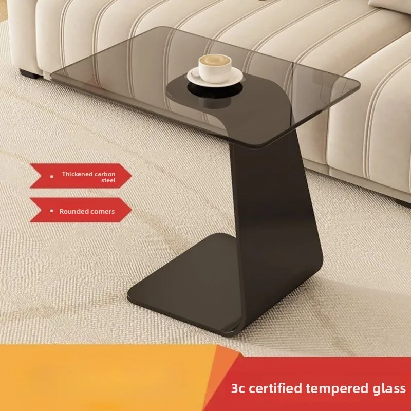 Tempered Glass Small Apartment Living Room Light Luxury Coffee Table High-end Sofa Modern Minimalist Mobile Furniture Side Table