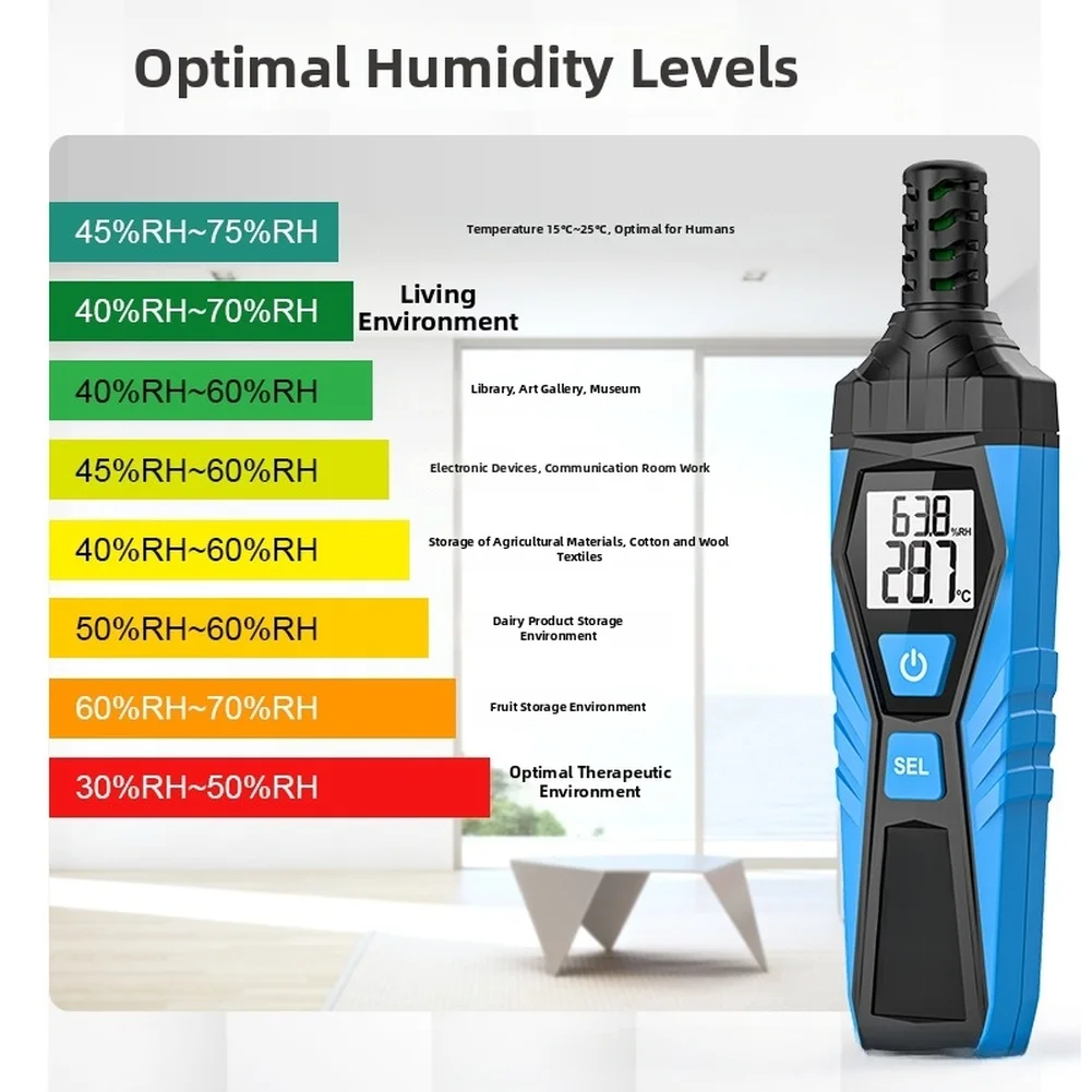 Digital Hygrometer TH10 High Accuracy Handheld Temperature Humidity Meter For Celsius And Fahrenheit With Backlit LCD