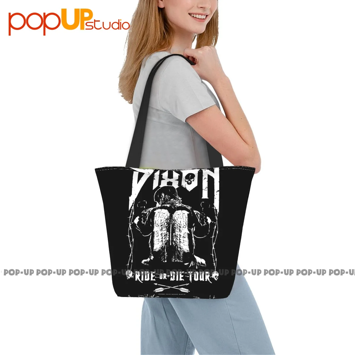 Amc Walking Dead Daryl Dixon Wings Cute Handbags Polyester Shopping Bag Shopper Purses