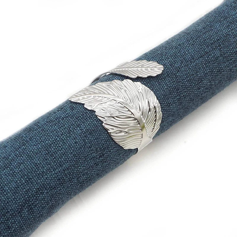 Leaf Napkin Rings Set Of 30,Leaves Napkin Rings For Table Setting,Metal Leaf Napkin Holder Rings For Holiday Silver