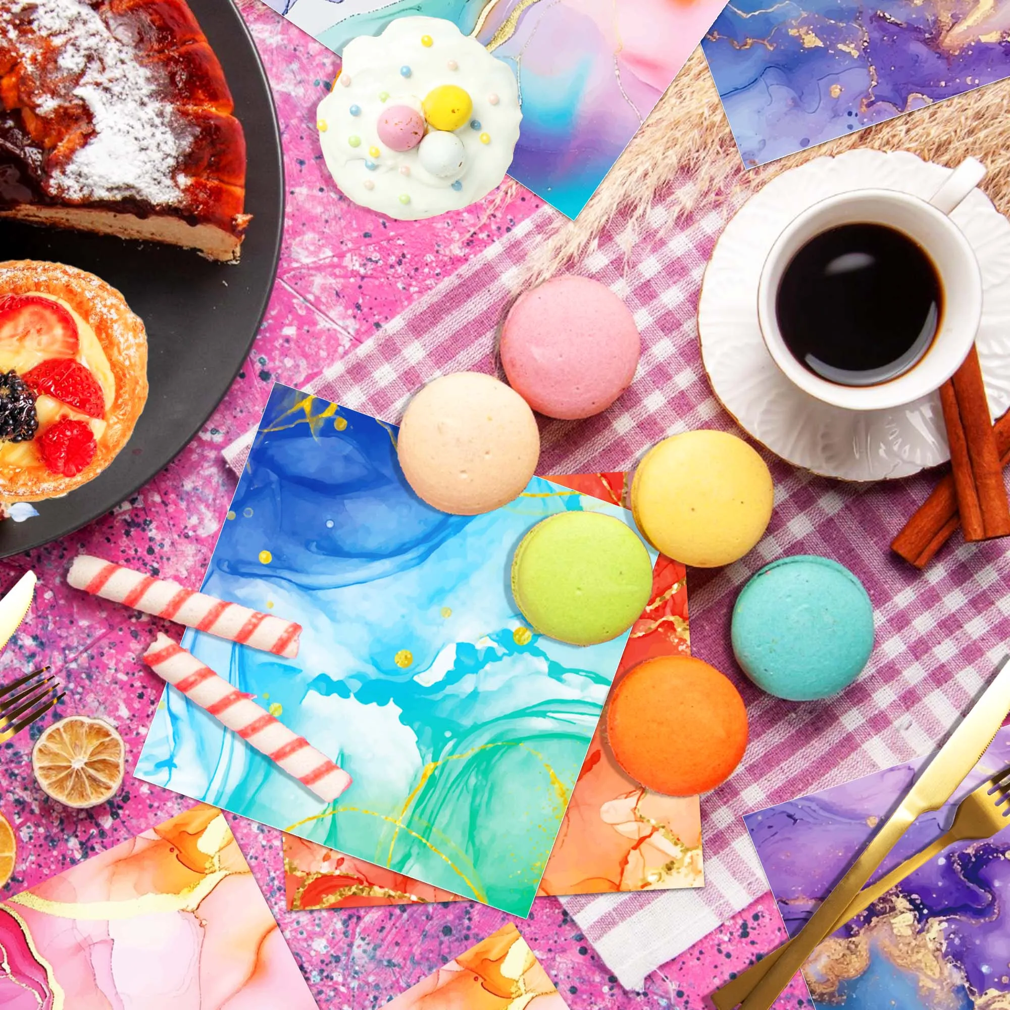 20/40/60/80 stücke Farbverlauf Einweg Servietten Geburtstag Dekoration Abendessen Papier Serviette Für Hochzeit Dekoration Party liefert – Detail 5