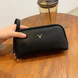 Genuine Leather Handheld Women's Bag New Versatile Simple Casual Mobile Phone Purse Manufacturer Top Layer Cowhide Zero Wallet