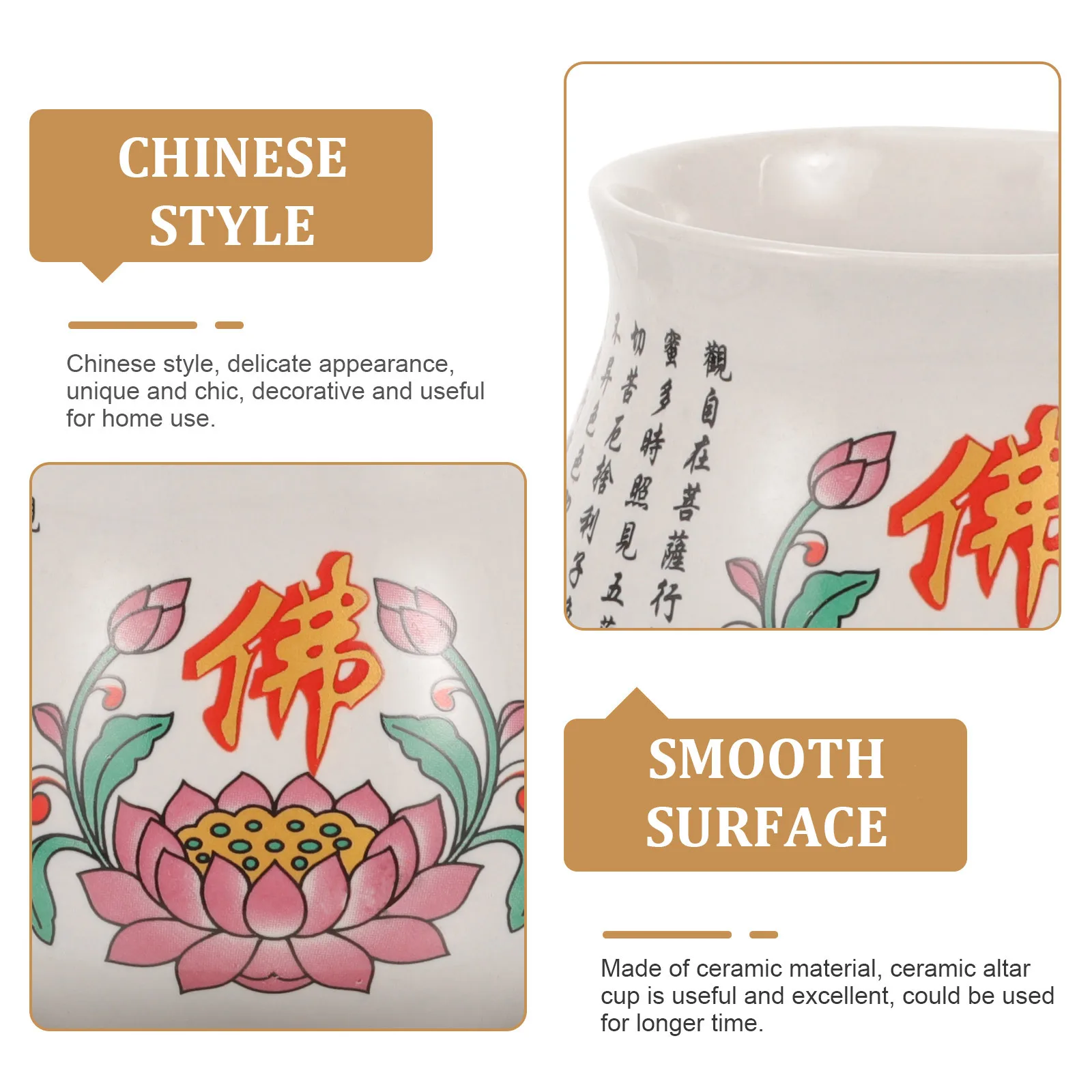 

Elegant Chinese Style Ceramic Cup Buddha Offering Bowl Water Cup for Decorative Buddhist Use Premium Hand Feeling