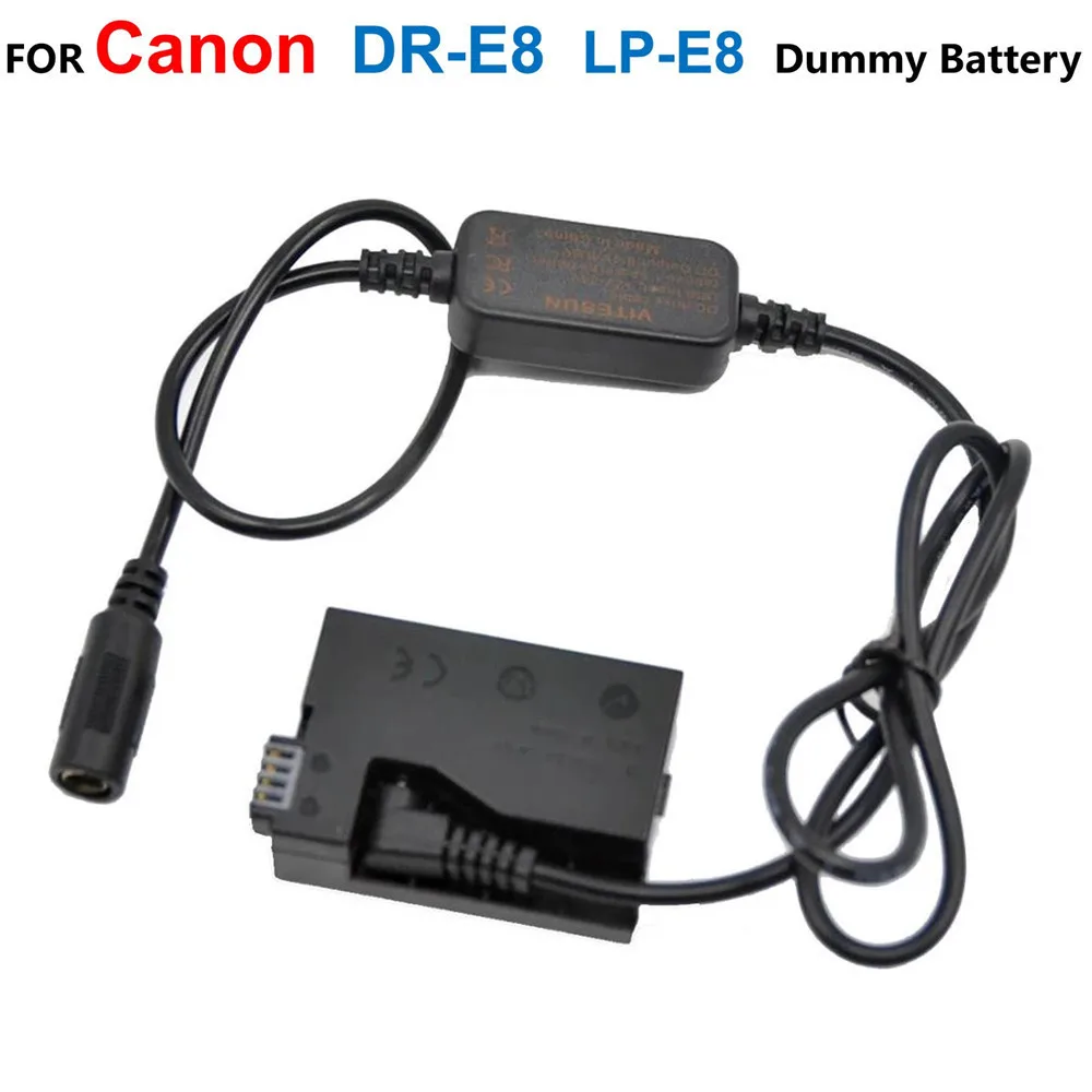 12V-24V Step-Down Power Cable+DR-E8 LP-E8 Fake Battery For Canon EOS Rebel T2i T3i T4i T5i 550D 600D 650D 700D Kiss X4 X5 X6