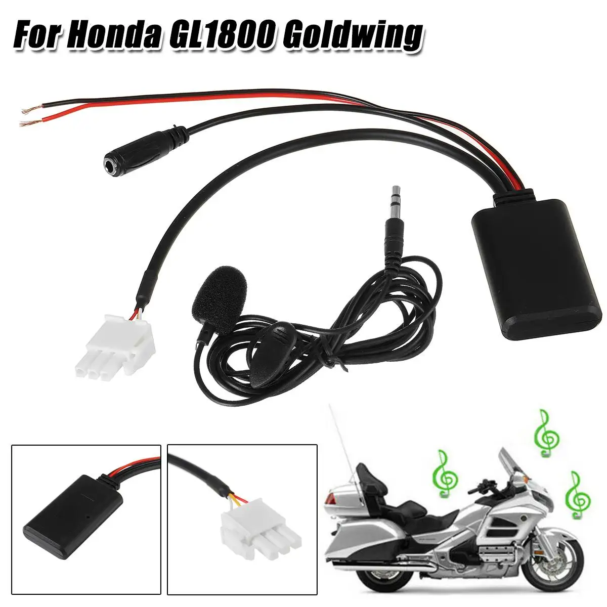 

3Pin AUX Audio Cable Adapter Car Bluetooth Master Chip For Honda Goldwing GL1800 5-12V Accessories