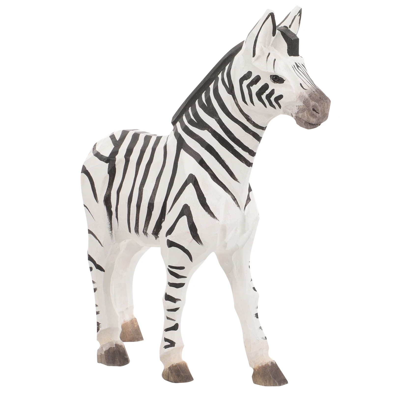 Wooden Zebra Figurine Carving Animal Ornament Desktop Decoration Craft Small Statuette for Home Office Car Gift Wood Animal