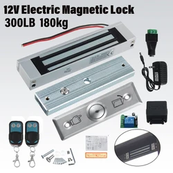 1 SET Electric Magnetic Lock Gate Opener Suction Holding Force 300Lbs Door Entry Access with 2 Remote Controls