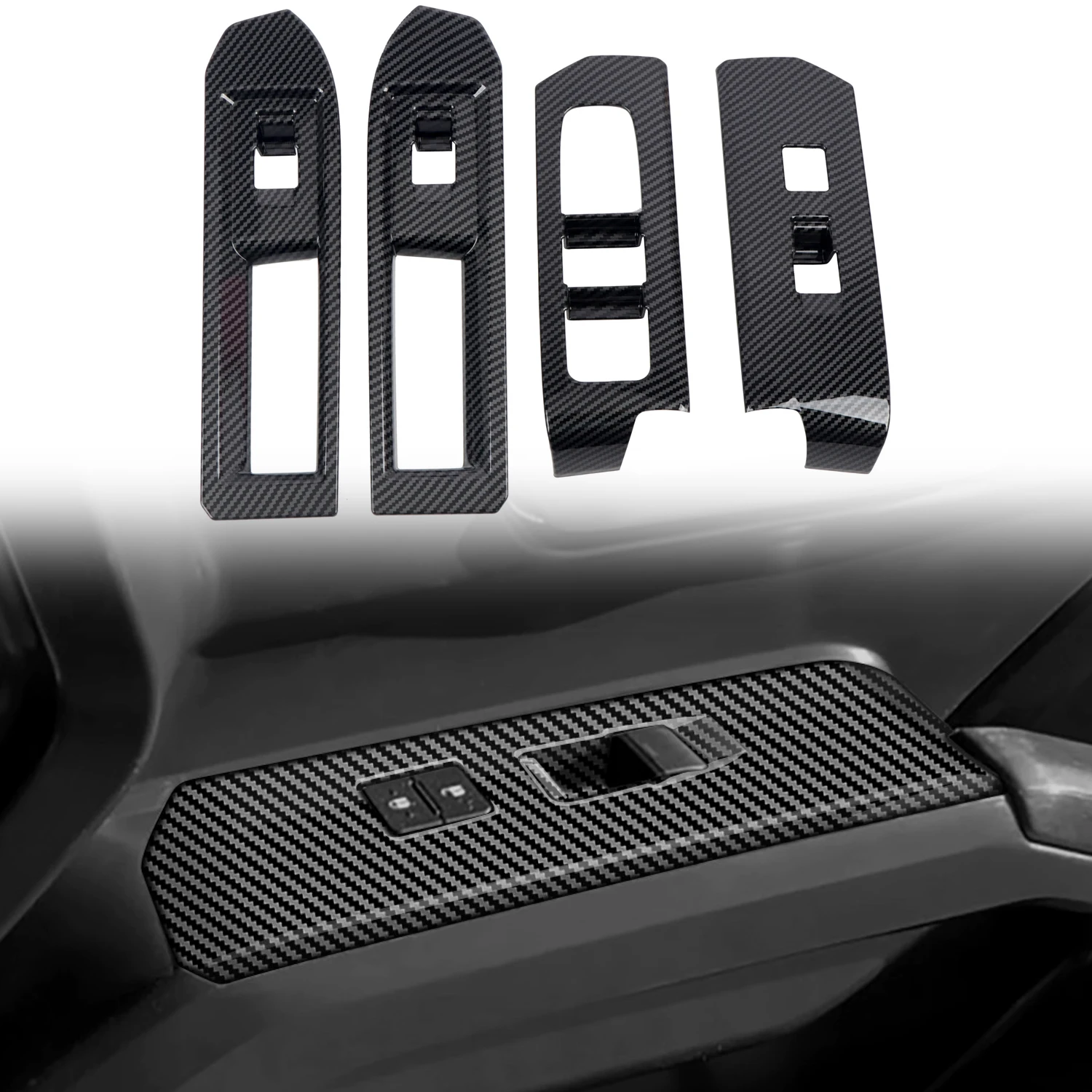 

LHD! Fit for Toyota Tacoma 2024 Carbon Fiber Printed Interior Door Window Switch Lift Button Cover Trim 4pcs