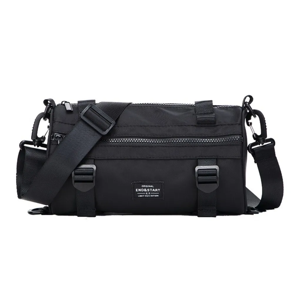 

Сплошная цветная мужская цилиндрическая сумка, многофункциональная парусиновая сумка через плечо с широким ремешком, большая вместительная легкая простая сумка на плечо