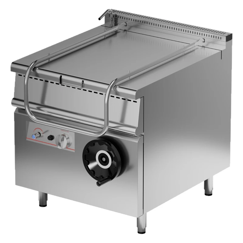 Stainless steel, tiltable stir-fry casserole