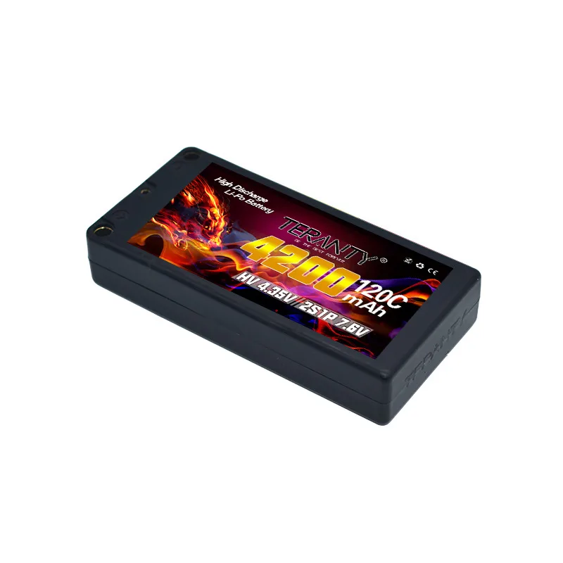 Akumulator Lipo TERANTY 2S 7.6V 4200mAh 120C/240C do zdalnie sterowanego modelu samochodu wyścigowego, czołgu, typu Big Foot, do driftu, z twardą obudową.