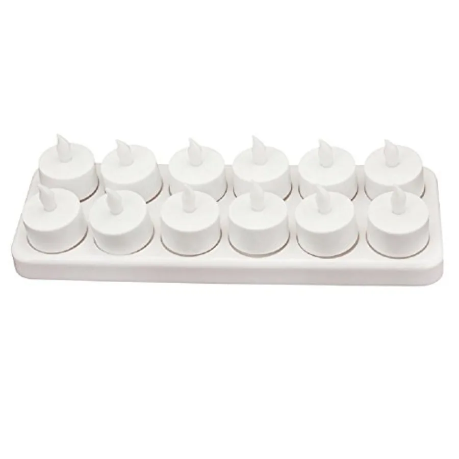 Velas LED Recargables CD-RC-12ST-A Mejoradas, sin Llama, con Efecto de Parpadeo, Color Ámbar