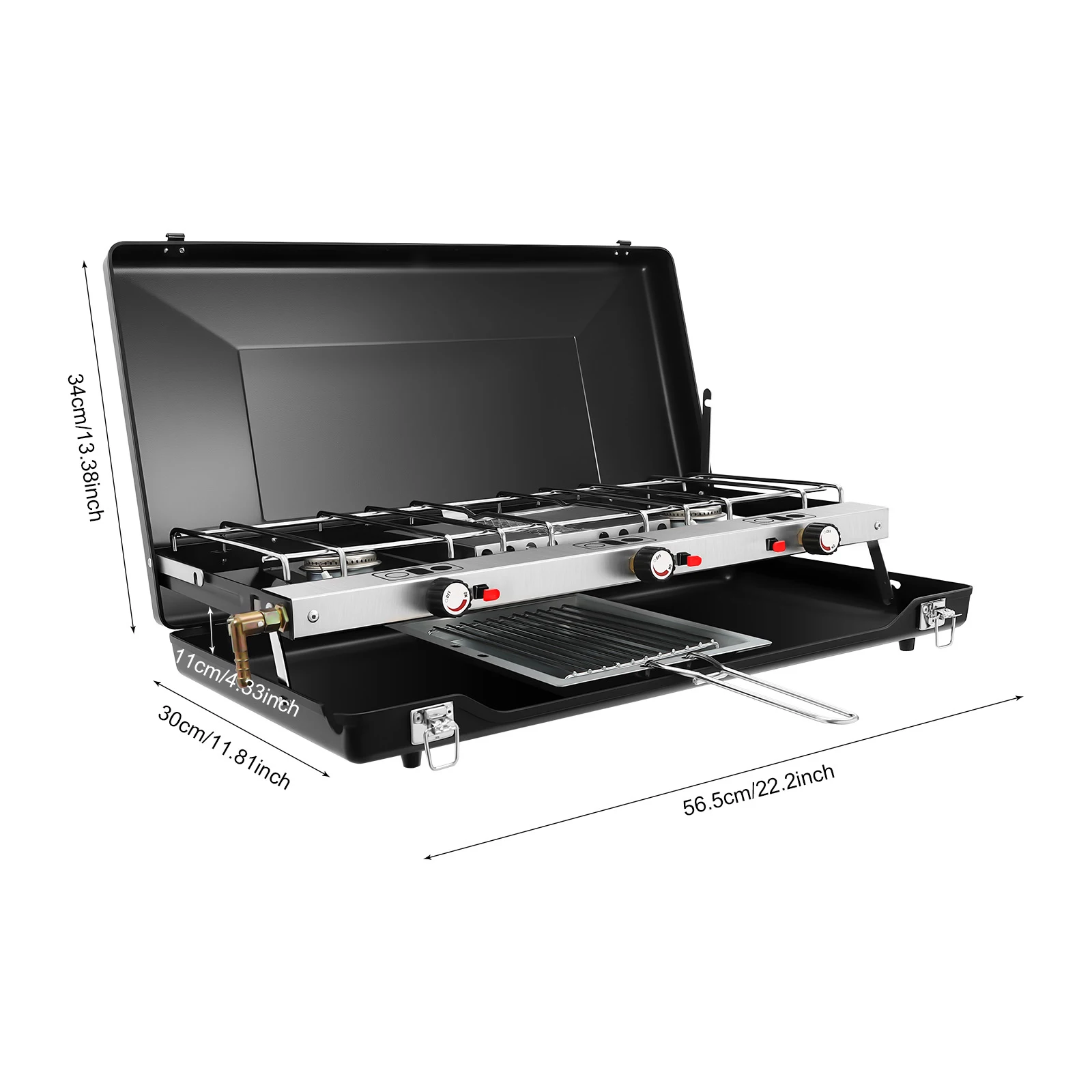 Grill de camping pliable, réchaud de camping, grill de feu de camp portable, tout-en-un, léger, en acier laminé à froid, pour extérieur, camping, pique-nique, terrasse