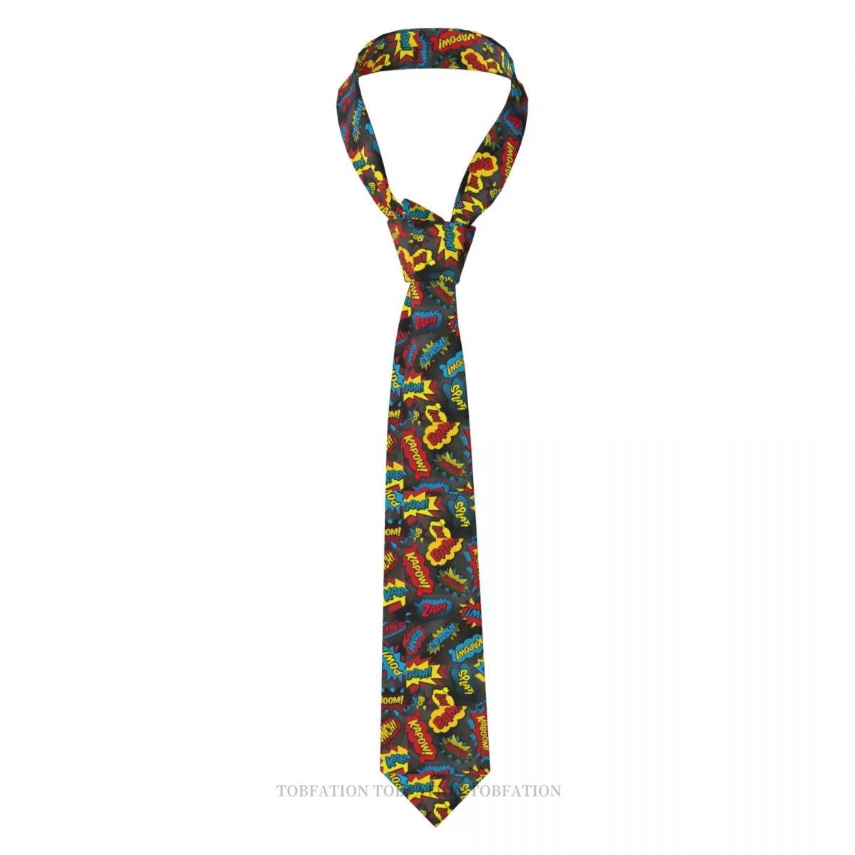 Super Words Retro Comic Book New 3D Printing Tie 8cm Wide Polyester Necktie Shirt Accessories Party Decoration