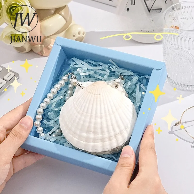 JIANWU Vintage White Shell Shaped Landscape Material Collage Notebook Creative DIY Journal Student Supplies Stationery
