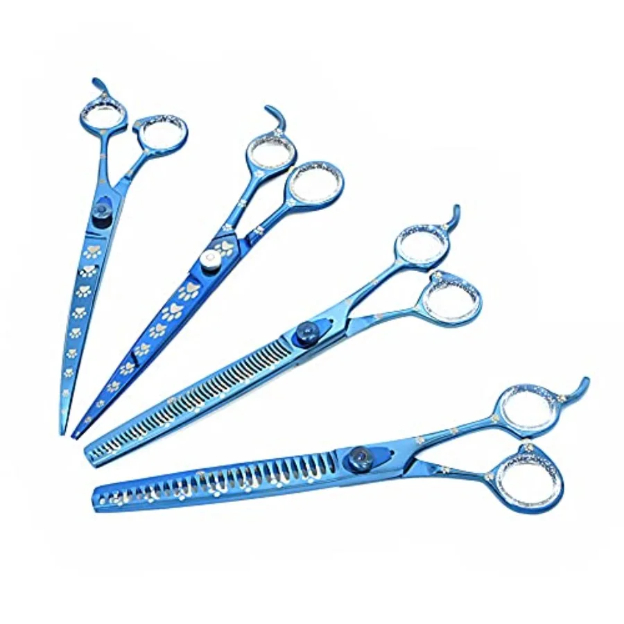 

Professional Dog Grooming Set with Paw Print Design for Dogs Cats Pets Right Handed Stainless Steel 8 Inch Shears