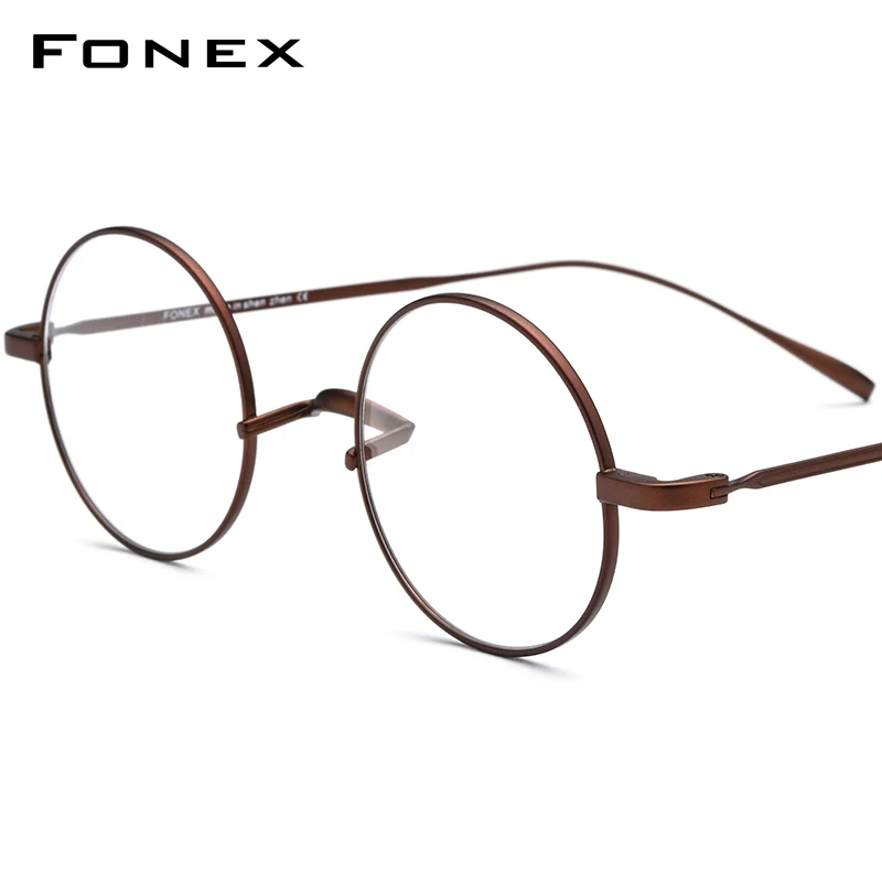 Montura de gafas FONEX de titanio para hombre, gafas redondas retro de alta calidad Harries, gafas de diseño de marca para mujer, gafas japonesas Potters 9120