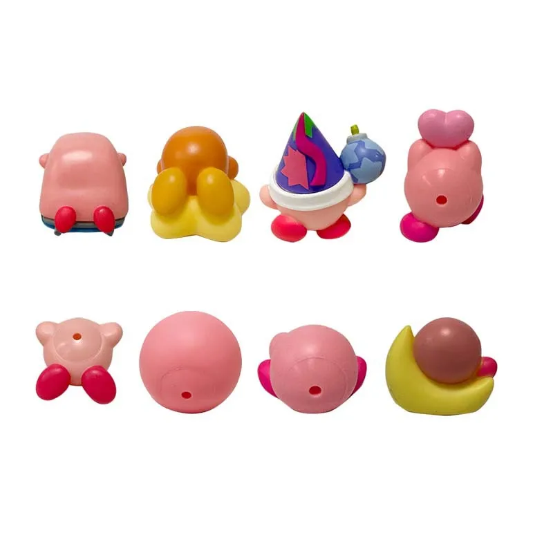 8Pcs/Set New Kawaii Kirby Toys Pink Cartoon Kirby Friend 2 Anime Game Cute Action Figure Decor Doll Christmas Gift For Children