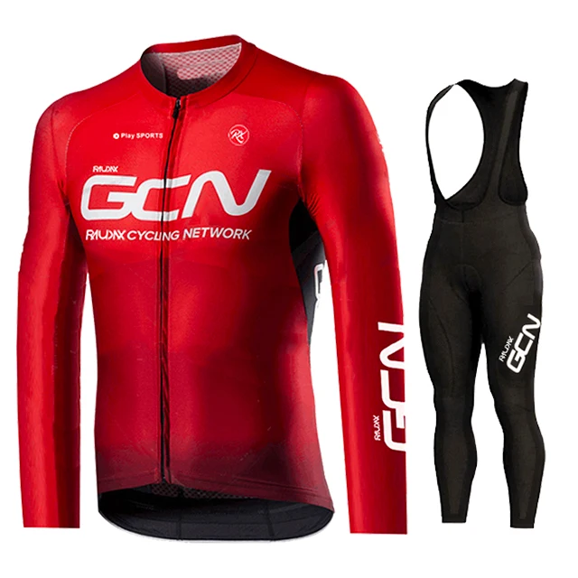 Gcn Red Pro Cycling Jersey Set, Long Sleeve Cycling Clothing, MTB Maillot, Bicycle Sportswear, Road Bike Uniform, 2024