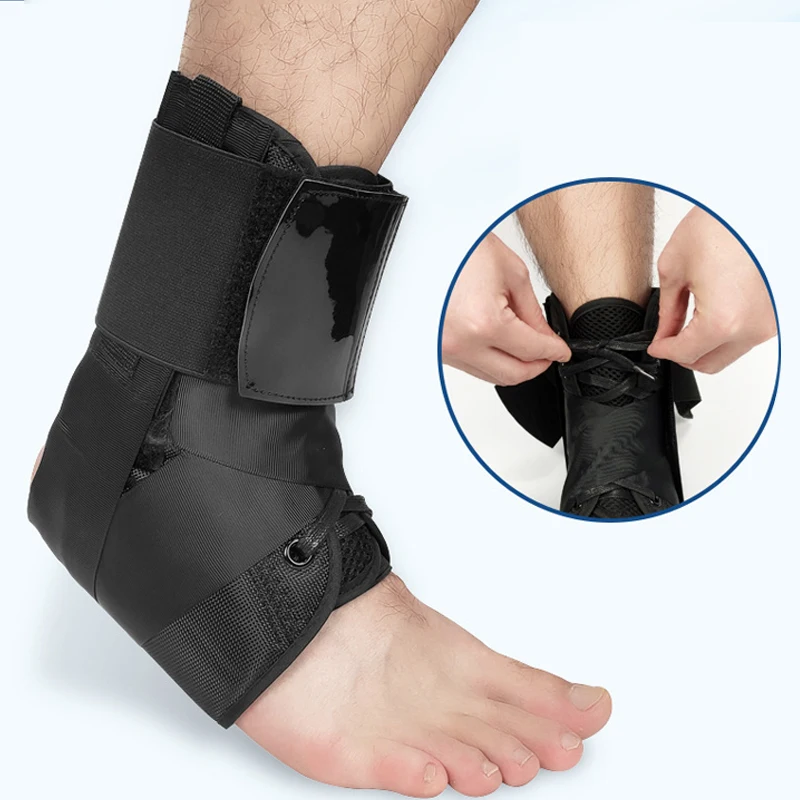 1Pcs Ankle Support Brace Adjustable Ankle Wrap Protector Women Men Lace Up Foot Stabilizer for Running Basketball Sports Safety