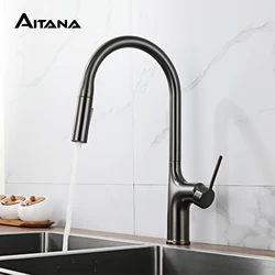 Küche wasserhahn Messing einzigen handgriff herausziehen Gebürstet/Chrom/Schwarz Waschbecken wasserhahn Moderne Tap mit dual funktion reinigung