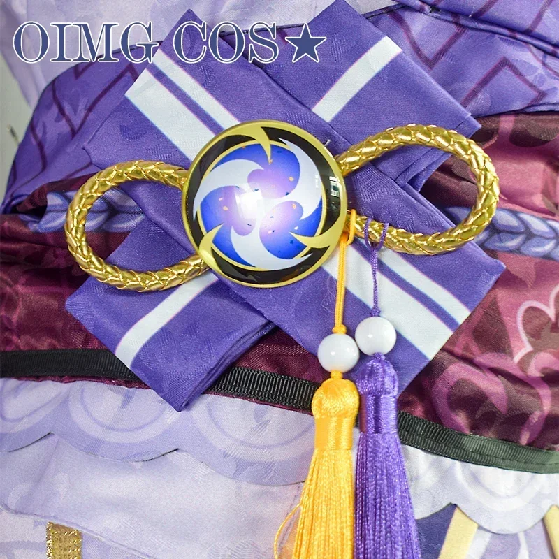 Genshin Impact Raiden Shogun Cosplay Costume Jacquard Fabric Uniform Wig Anime Chinese Style Halloween Costumes for Women Game