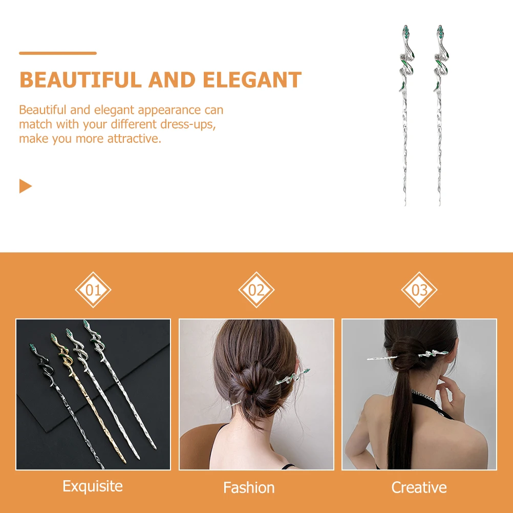 

2Pcs Stunning Snake Hair Forks Rhinestone Hair Accessories For Special Occasions