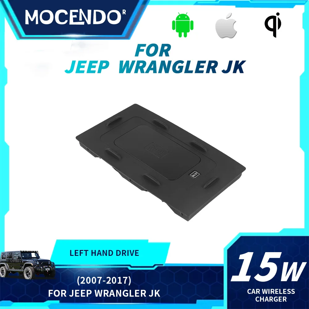 

Car wireless charger for Jeep Wrangler JK 2007-2017 15w fast phone charger charging pad plate phone holder
