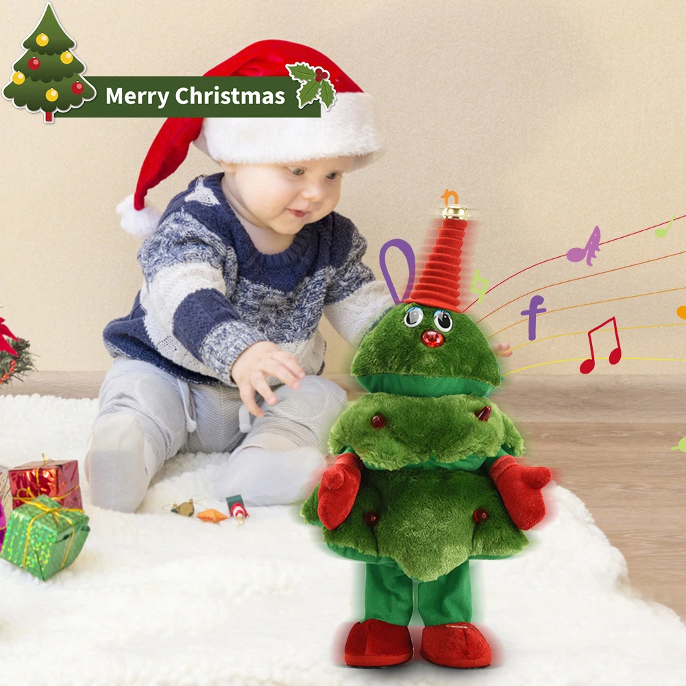 Electric Christmas Tree Plush Toy Singing Dancing Xmas Tree Toy Funny Singing Music Dancing Toy for Xmas Party Decor