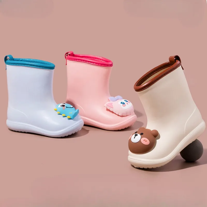 Children Rain Boots Baby Rain Boots New Cute Cartoon Rain Shoes Waterproof Boys and Girls Non-Slip Rubber Shoes