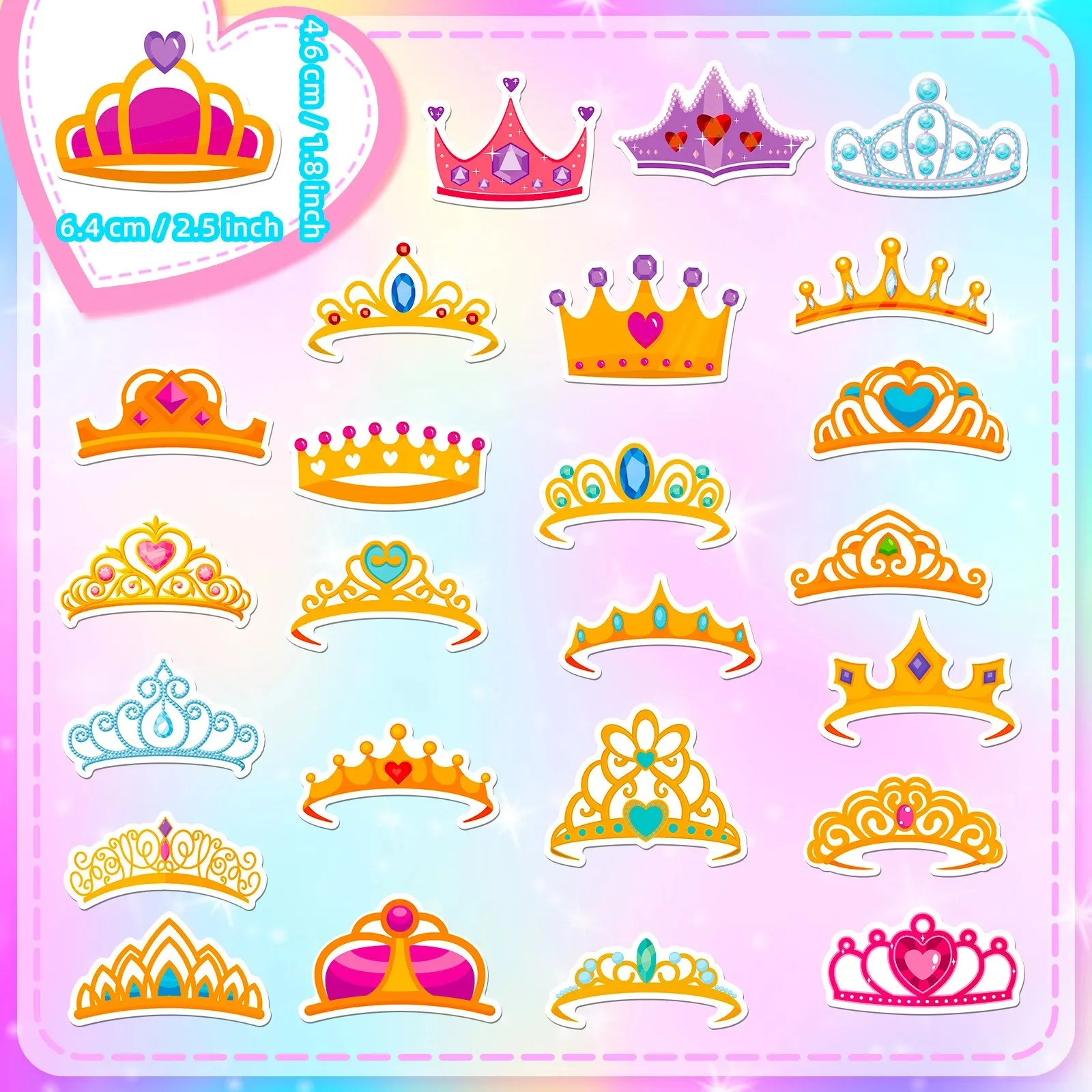 50PCS Cartoon Krone Aufkleber Prinzessin Liebe Kaiser Graffiti iPad Gepäck Helm DIY Wand Aufkleber Spielzeug Dekoration